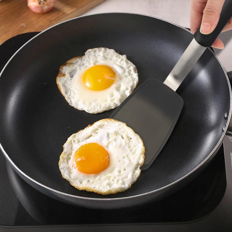 Mepple Flexible Silicone Spatula  Turner  Rubber Cookie Spatula for Flipping Eggs  Burgers  Crepes and Fish  Non-Stick & 600F Heat-Resistant  Essential Kitchen Cooking Utensils  Small - Image 2